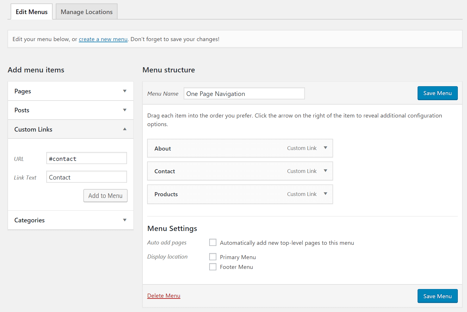 WordPress Menus